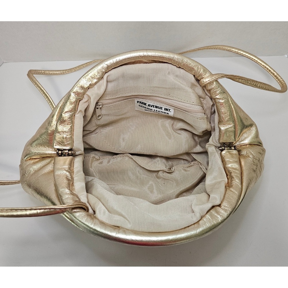 Park Avenue International Vintage 80s Gold Metallic Leather Pouch Clutch Bag USA - Picture 8 of 15